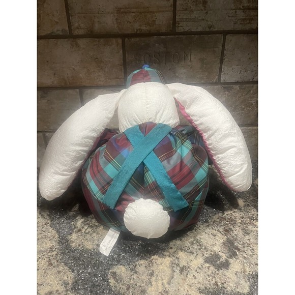 Department 56 Nylon Easter Bunny Rabbit W Tie Plush Stuffed Animal Puffalump 10” - Picture 5 of 11